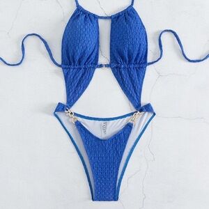 NWOT Blue Textured Bikini Set